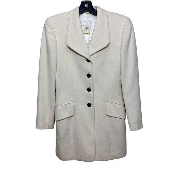 Escada Cashmere Wool Blend Ivory Winter White Coat Sz. 34 (US XS) - Picture 1 of 11